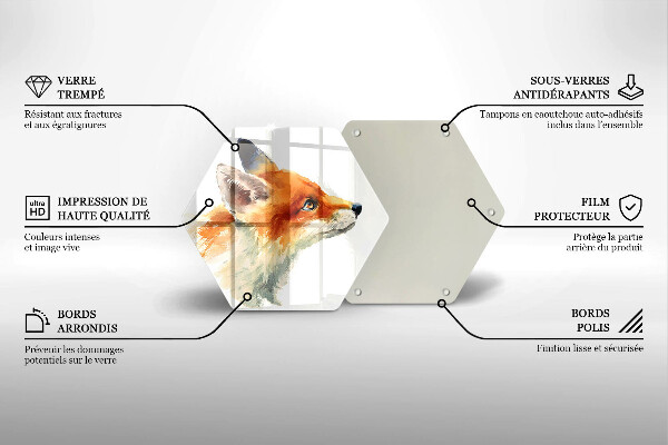Tocător sticlă Vulpe pictată