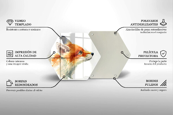 Tocător sticlă Vulpe pictată