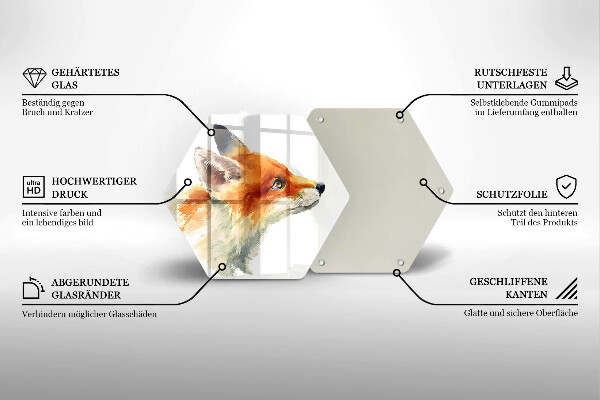 Tocător sticlă Vulpe pictată