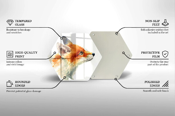 Tocător sticlă Vulpe pictată