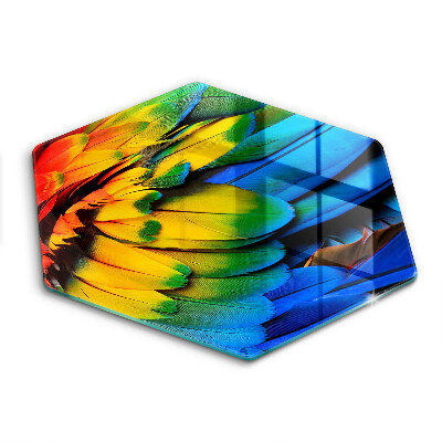 Tocător sticlă Pene de papagal colorate