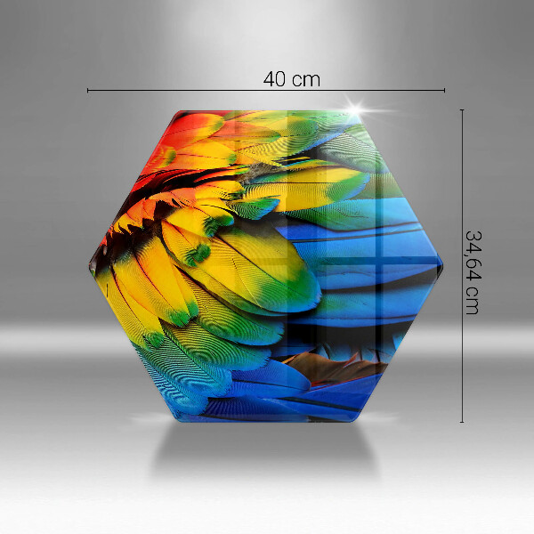 Tocător sticlă Pene de papagal colorate