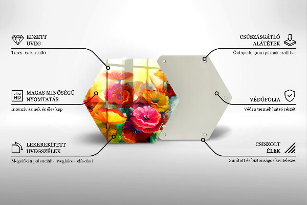 Tocător sticlă Flori colorate pictate