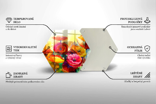 Tocător sticlă Flori colorate pictate