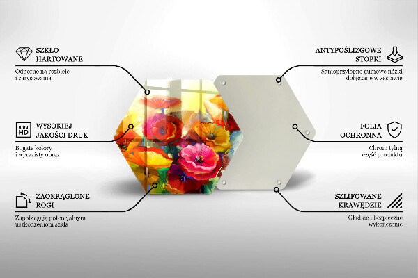 Tocător sticlă Flori colorate pictate