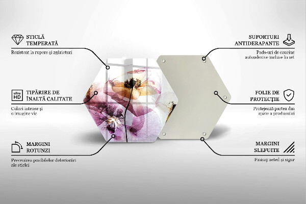 Tocător sticlă Flori delicate