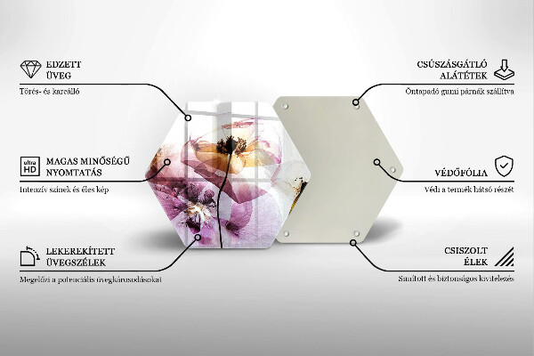 Tocător sticlă Flori delicate