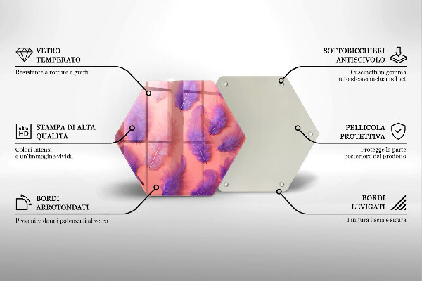 Tocător sticlă Pene pufoase