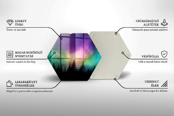 Tocător sticlă Aurora boreală și pădure