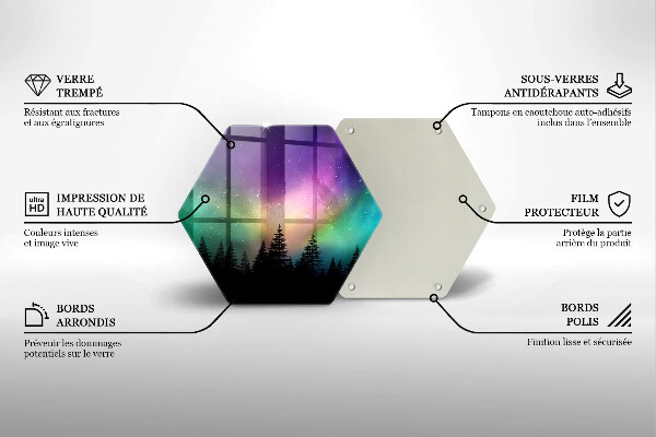 Tocător sticlă Aurora boreală și pădure