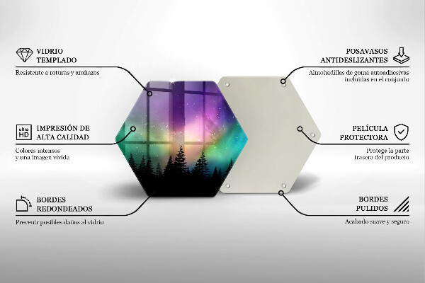 Tocător sticlă Aurora boreală și pădure