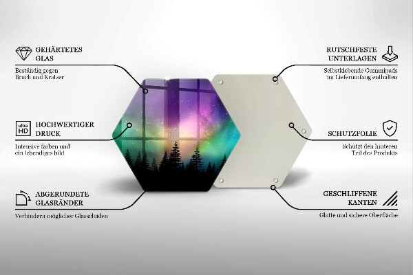 Tocător sticlă Aurora boreală și pădure