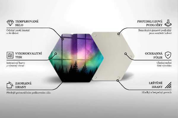 Tocător sticlă Aurora boreală și pădure