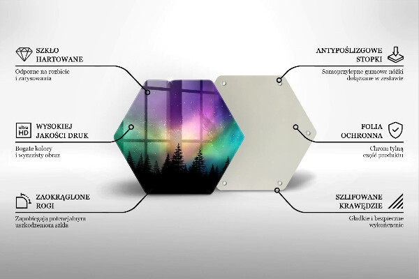 Tocător sticlă Aurora boreală și pădure