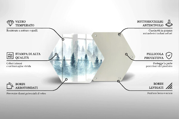 Tocător sticlă Pădure de iarnă pictată