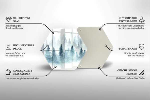 Tocător sticlă Pădure de iarnă pictată