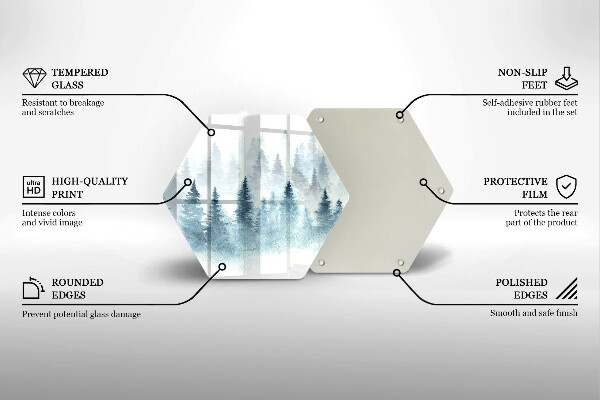Tocător sticlă Pădure de iarnă pictată
