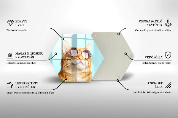 Tocător sticlă Pisica rosie cu ochelari