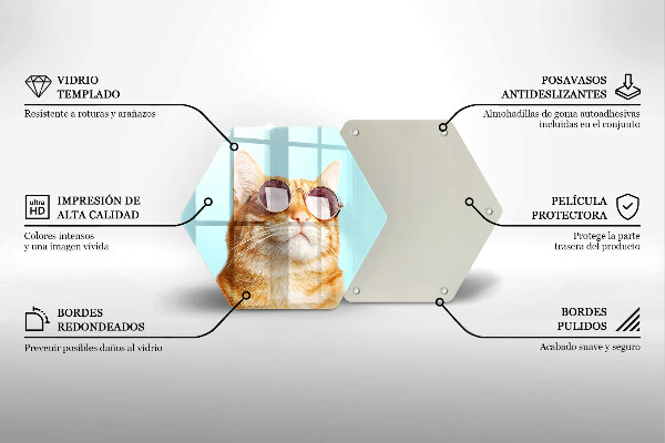 Tocător sticlă Pisica rosie cu ochelari