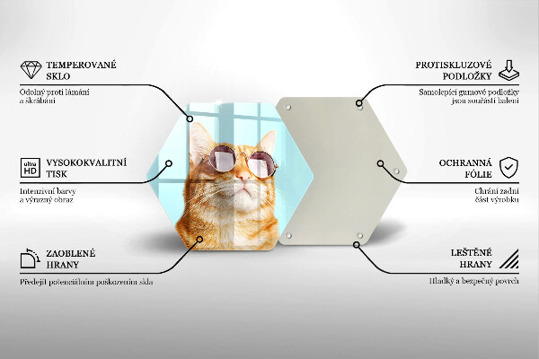 Tocător sticlă Pisica rosie cu ochelari