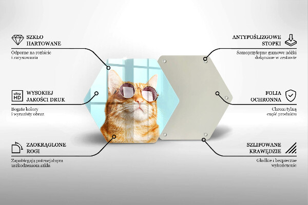 Tocător sticlă Pisica rosie cu ochelari