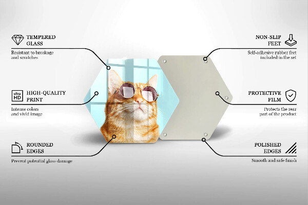 Tocător sticlă Pisica rosie cu ochelari