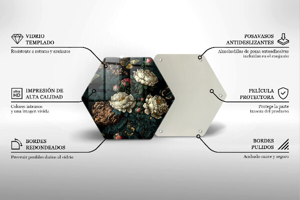 Tocător sticlă Flori de bujor de epocă