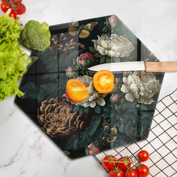 Tocător sticlă Flori de bujor de epocă