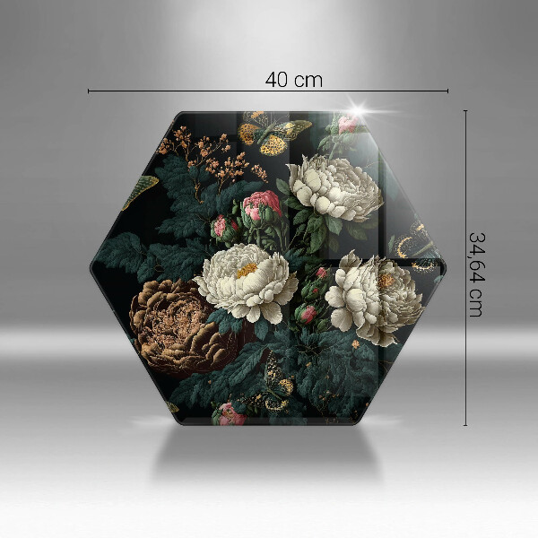 Tocător sticlă Flori de bujor de epocă