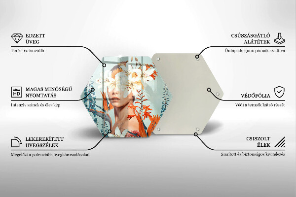 Tocător sticlă Femeie în flori