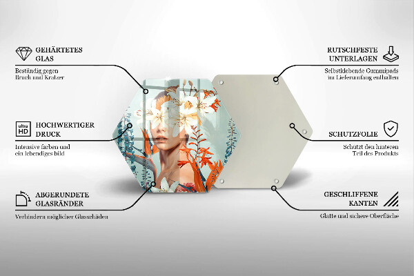 Tocător sticlă Femeie în flori