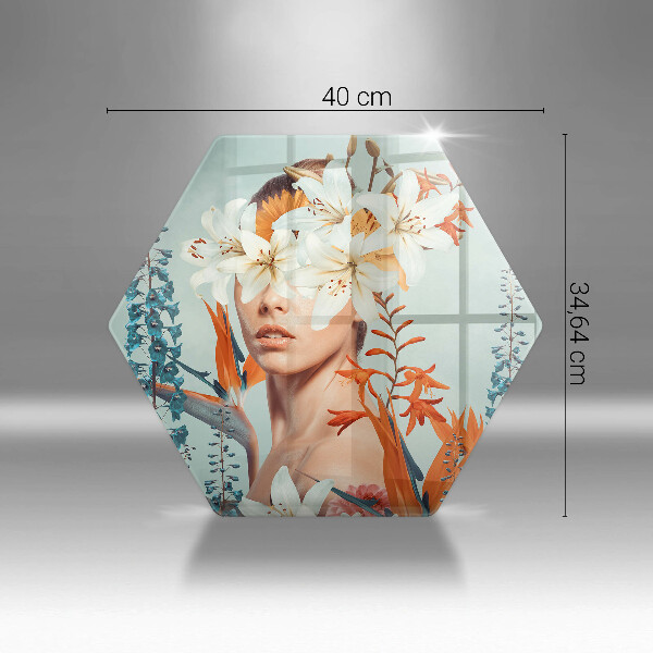 Tocător sticlă Femeie în flori