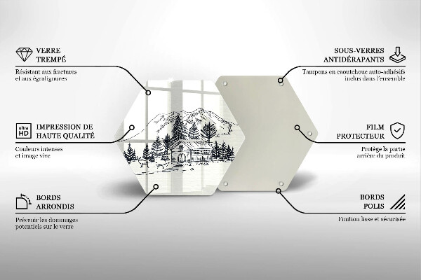Tocător de bucătărie Desen al unei cabane la munte