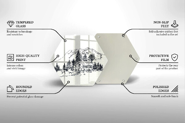 Tocător de bucătărie Desen al unei cabane la munte