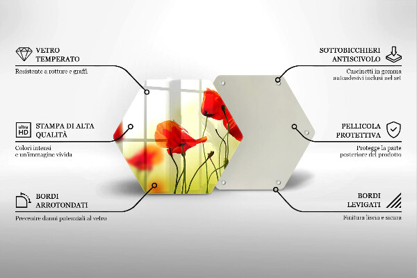 Tocător de bucătărie Flori roșii de maci