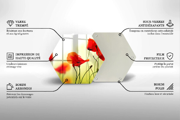 Tocător de bucătărie Flori roșii de maci