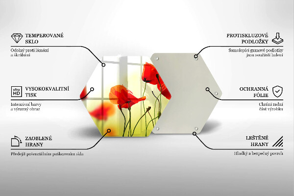 Tocător de bucătărie Flori roșii de maci