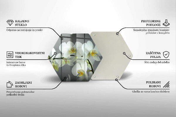 Tocător de bucătărie Flori albe de orhidee