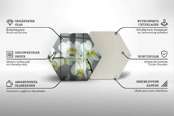 Tocător de bucătărie Flori albe de orhidee