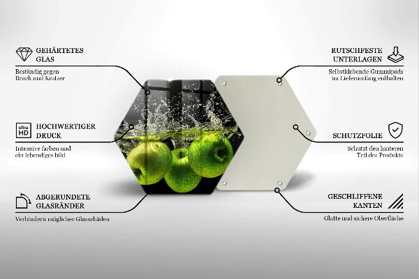 Tocător de bucătărie Mere verzi și apă