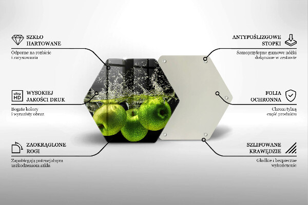 Tocător de bucătărie Mere verzi și apă