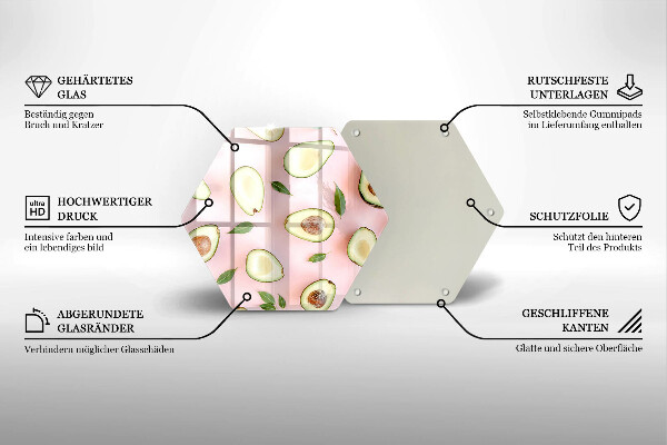 Tocător sticlă Model de avocado