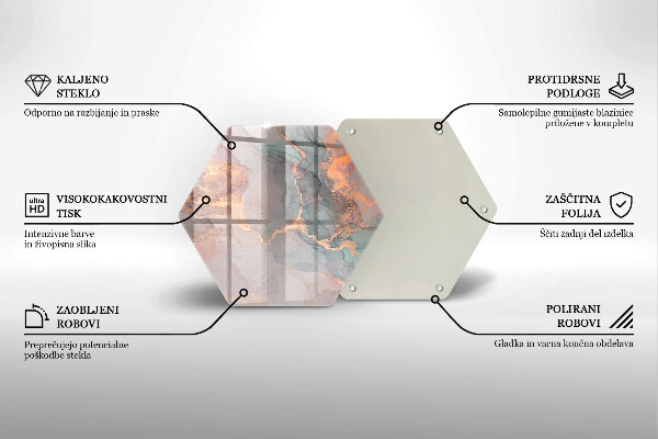 Tocător sticlă Marmură cu aur