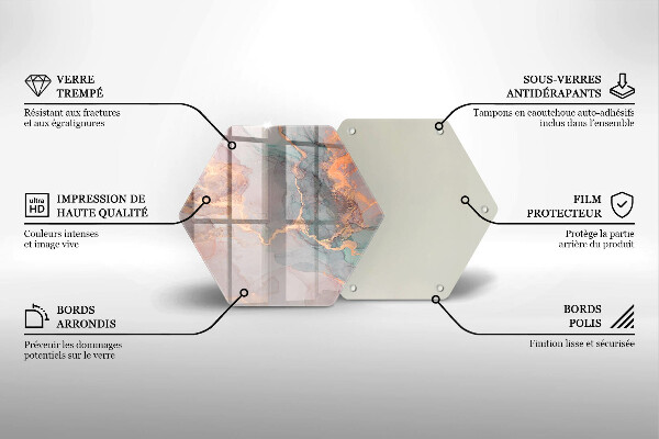Tocător sticlă Marmură cu aur