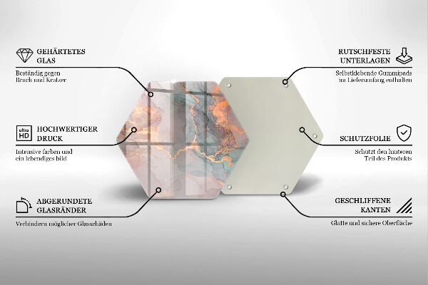 Tocător sticlă Marmură cu aur