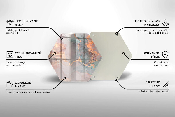 Tocător sticlă Marmură cu aur