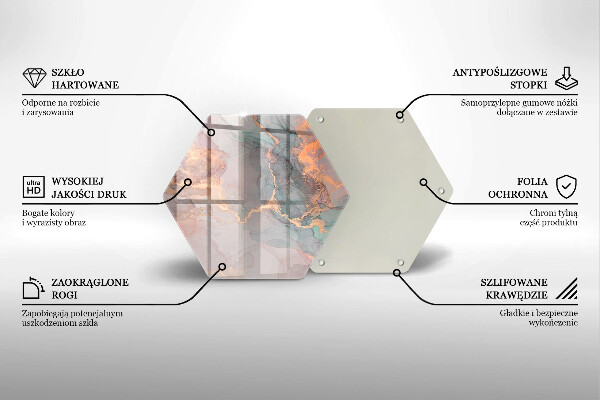 Tocător sticlă Marmură cu aur