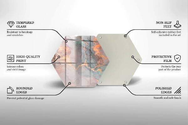 Tocător sticlă Marmură cu aur