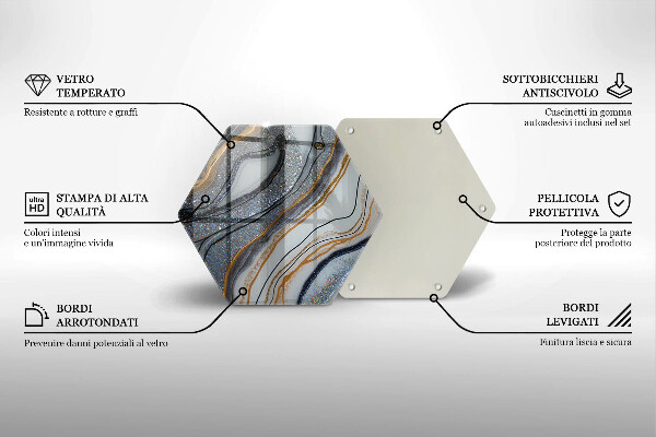 Tocător sticlă stâncă cu aur