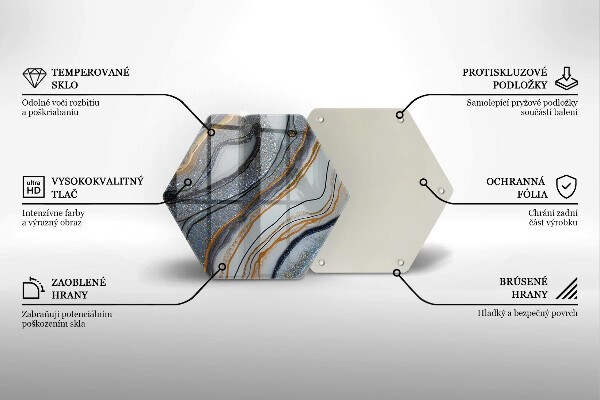 Tocător sticlă stâncă cu aur